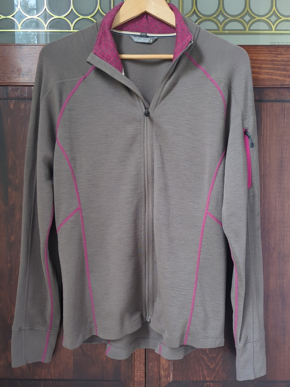 Smartwool | Merino Wool Full-Zip Sweater with Pink Trim | Women's Size XL